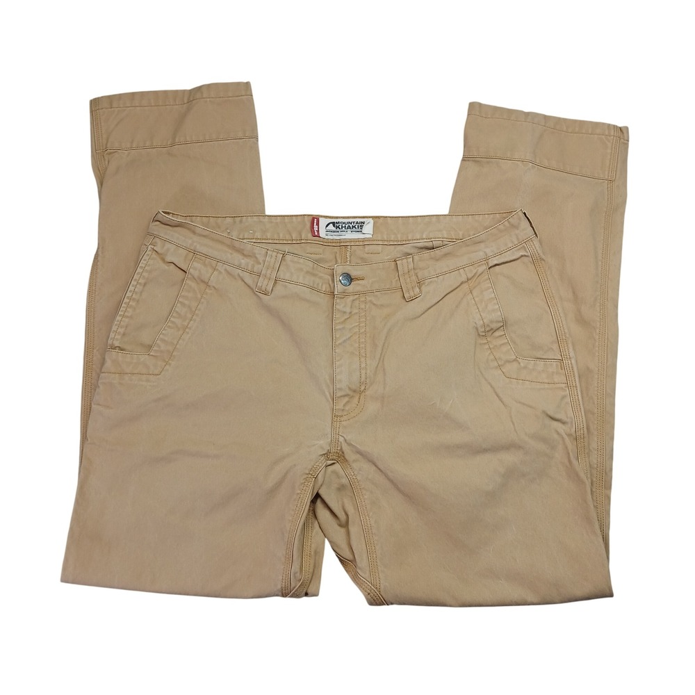 Mountain Khakis Broadway Fit Tan Canvas Pants Mens 38x34 Straight Leg Cotton